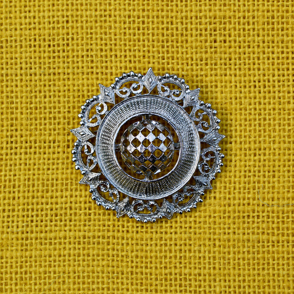 Victorian Revival Silver Sphere Brooch
