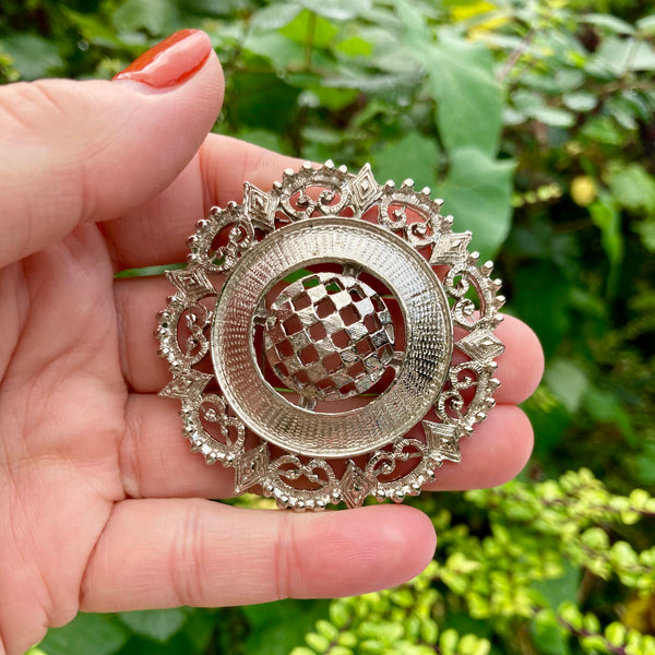 Victorian Revival Silver Sphere Brooch