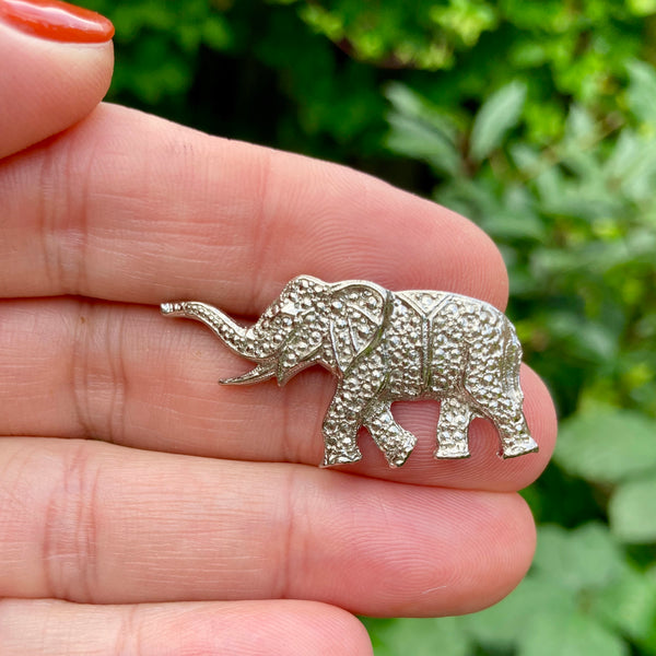 Tiny Silver Elephant Brooch
