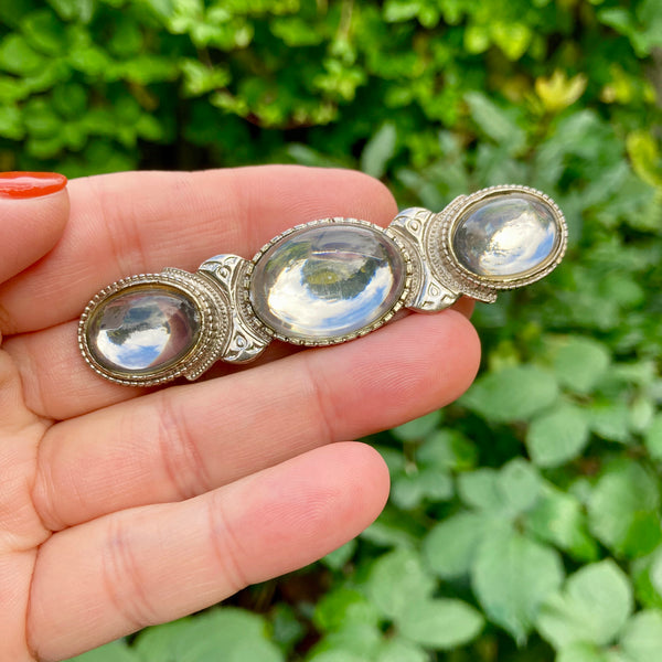 Clear Silver Trio Brooch