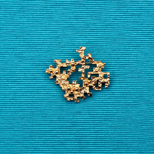 Abstract Brutalist Grid Brooch