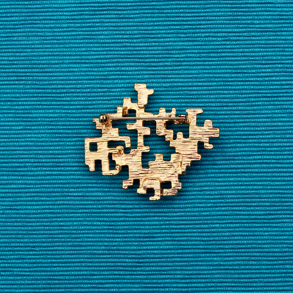 Abstract Brutalist Grid Brooch