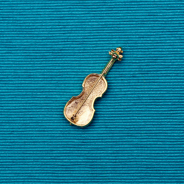 Black Enamel Violin Brooch