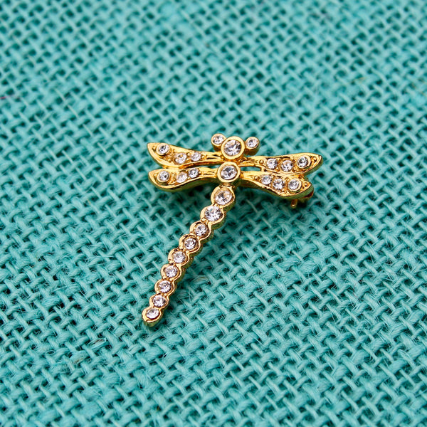 Dragonfly with Rhinestones 2 Brooch