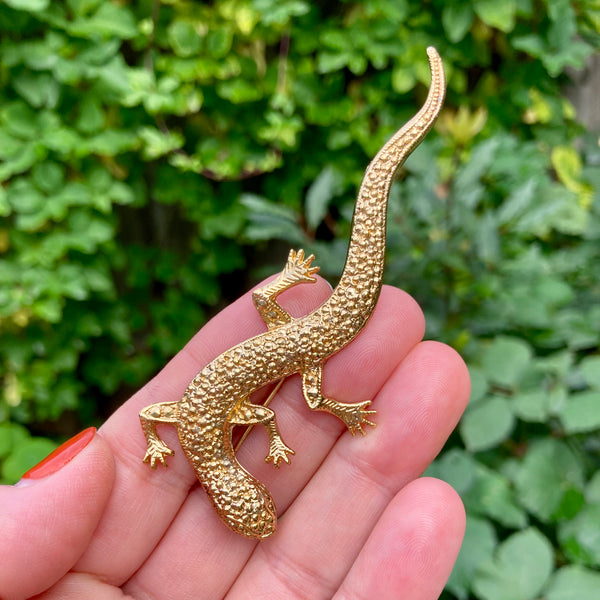 Gold Lizard Brooch