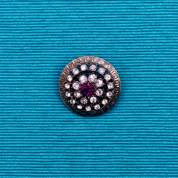 Purple Disc Dark Silver Brooch