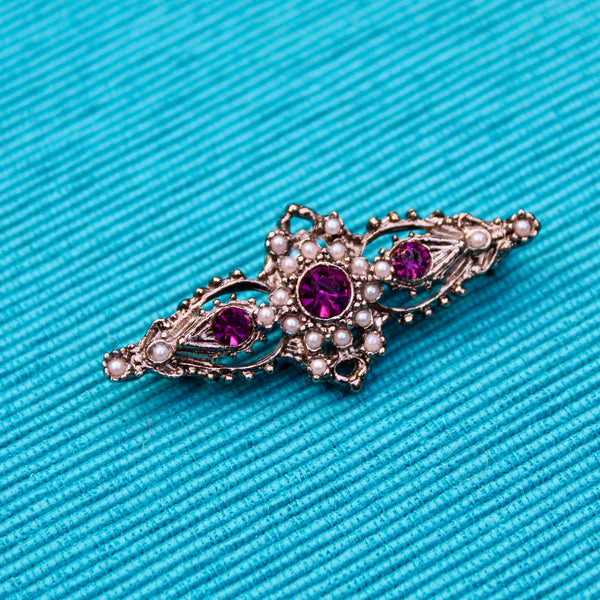 Silver Purple Collar Brooch