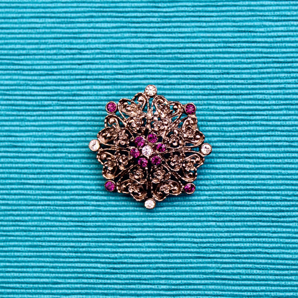 Silver Lace Purple Brooch
