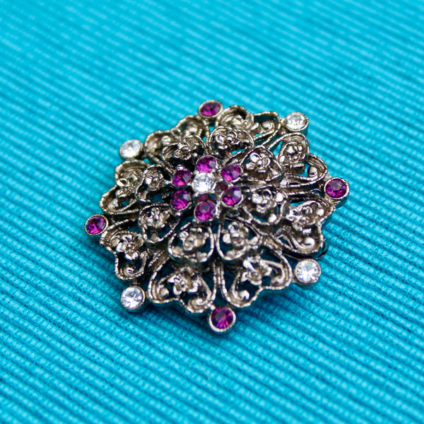 Silver Lace Purple Brooch