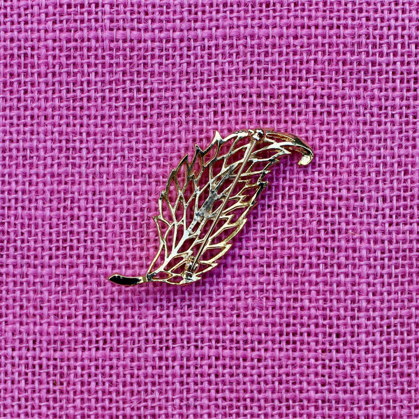 Gold Variegated Leaf Brooch
