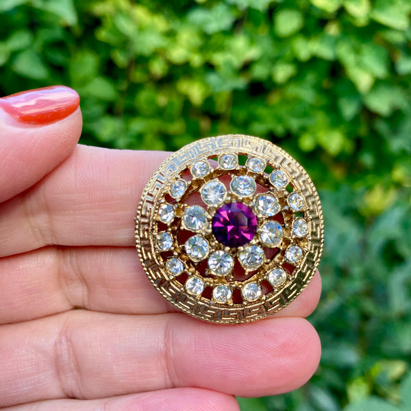 Single Purple Disc Brooch