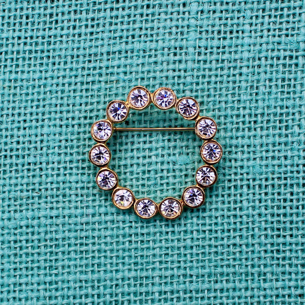 Clear Rhinestone Wreath Brooch