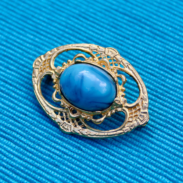Gothic Oval Turquoise Brooch