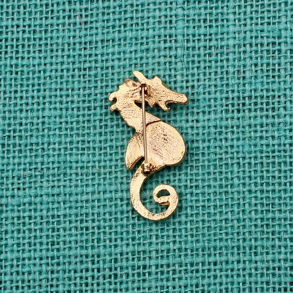 Brown Sea Horse Brooch