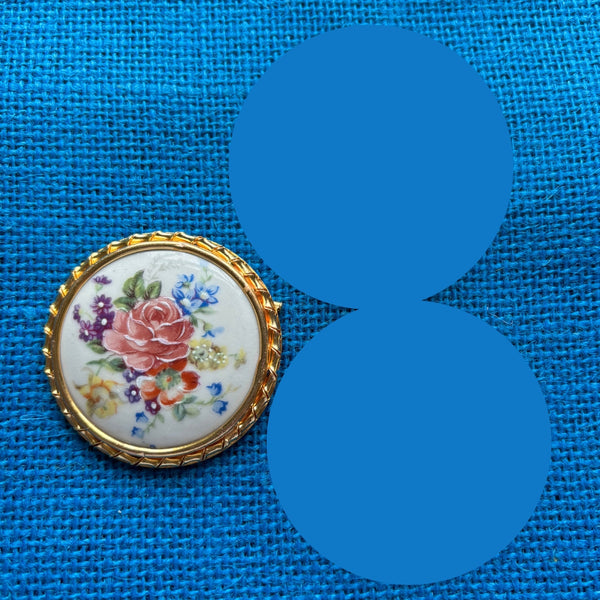 Porcelain Floral Brooch from St Uzienne Gold