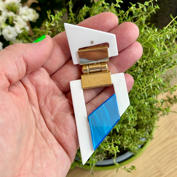 80s Hinged White and Pastel Brooches