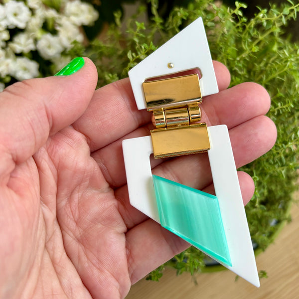 80s Hinged White and Pastel Brooches
