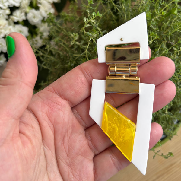 80s Hinged White and Pastel Brooches