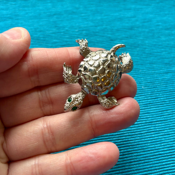 Silver Turtle Brooch
