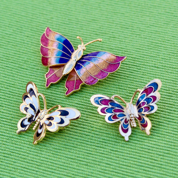 Cloisonné Enamel Butterfly Rainbow Brooch