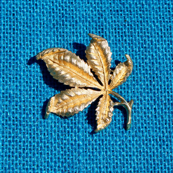 1960s Sarah Coventry Gold Chestnut Leaf Brooch