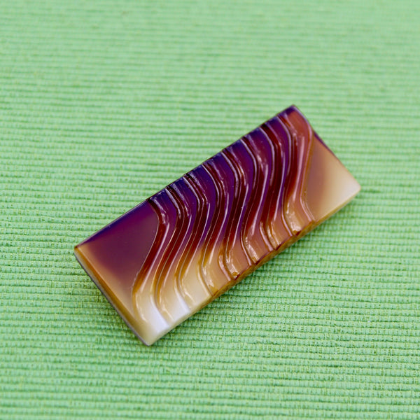 Czech Glass Rectangle Wave Brooch