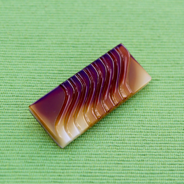 Czech Glass Rectangle Wave Brooch