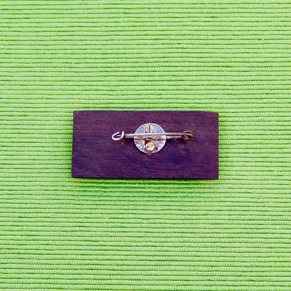 Wooden Rectangle Brooch