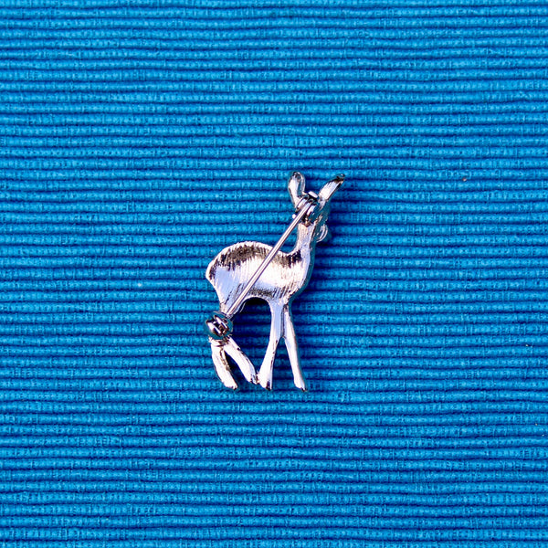 Tiny Deer Silver Standing Brooch
