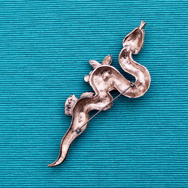 Giant Dark PInk and Turquoise Snake Brooch