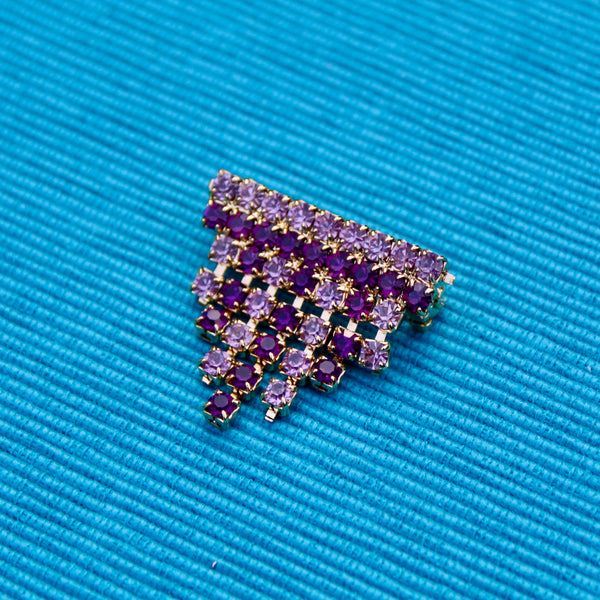 Tiny Purple Rhinestone Rectangle Brooch