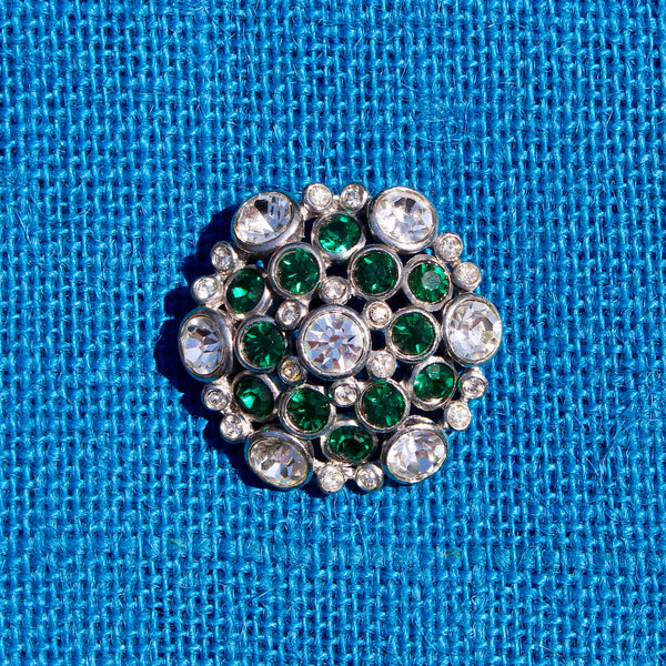 Green Rhinestone Brooch