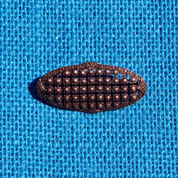 Copper Marcasite Oval Brooch