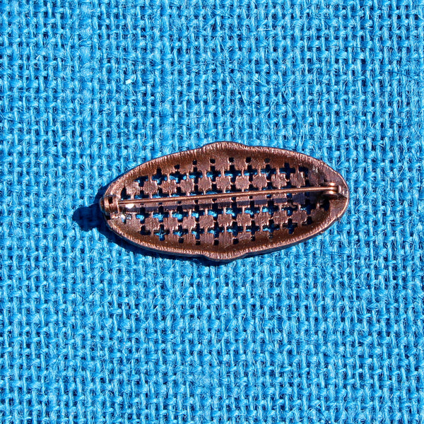 Copper Marcasite Oval Brooch