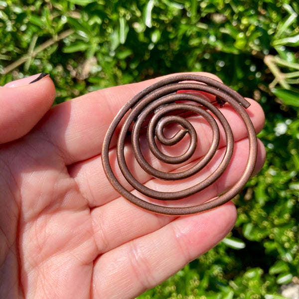 Modernist Copper Spiral Brooch