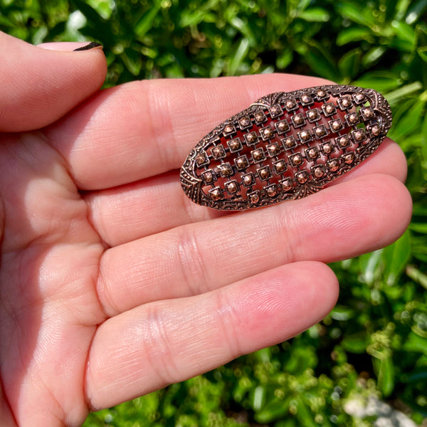 Copper Marcasite Oval Brooch