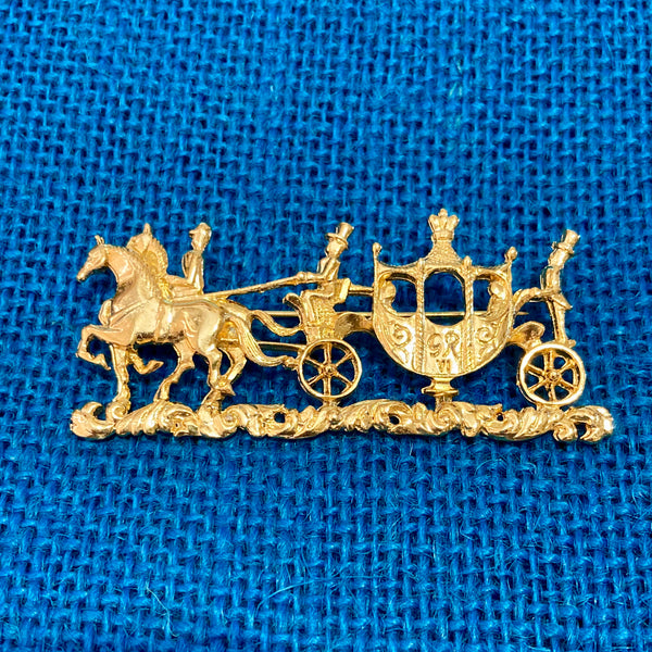 Gold Cinderella or Royal Carriage Brooch