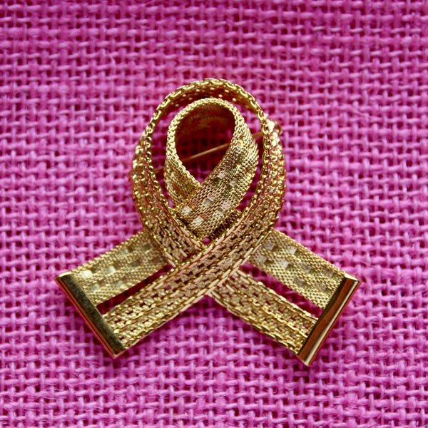 Memorial Ribbon Brooch 1980s