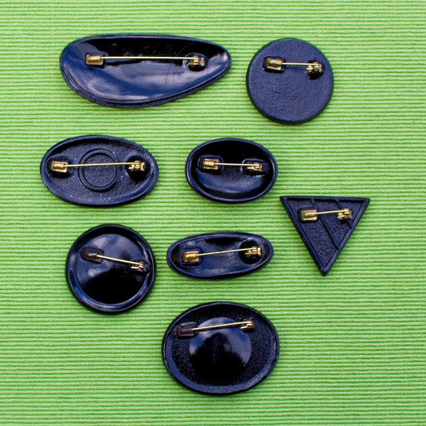 Czech Glass Black Styles Vintage Brooches