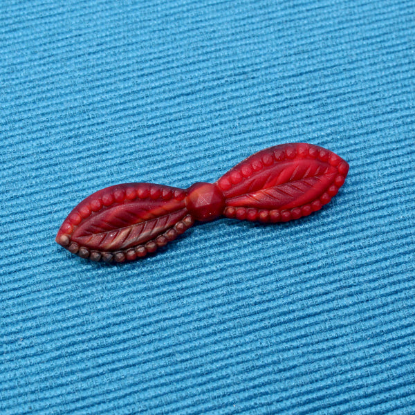 Czech Glass Red Button Bow Brooches