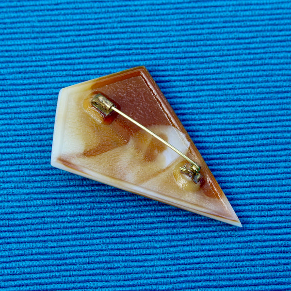 Czech Glass Flat Triangular Pyramid Brooch