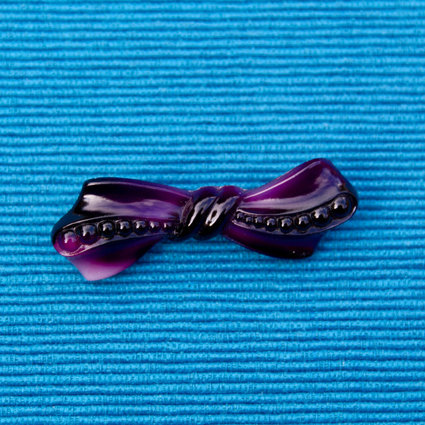 Czech Glass Purple Bow Brooch
