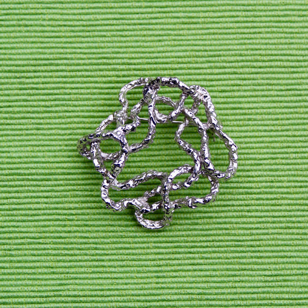 Modernist Silver Abstract String Brooch