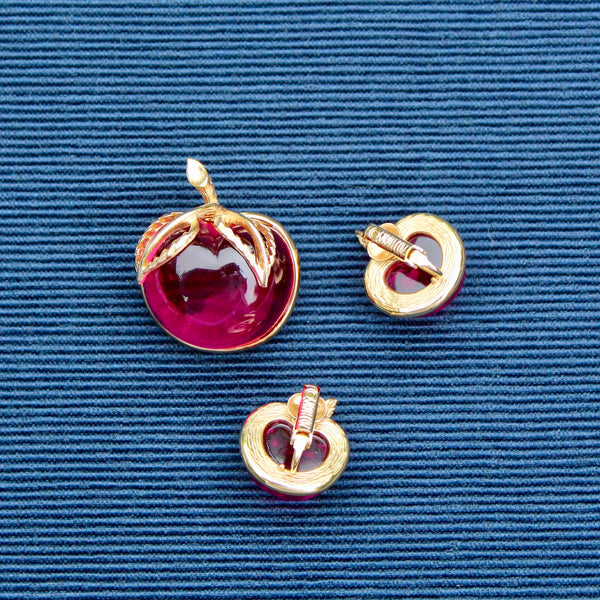 Sarah Coventry Cherry Brooch with Earrings