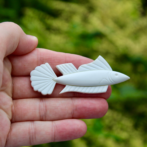 White Fish Brooch