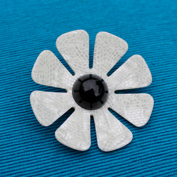 Acrylic Daisy and Poppy Flower Brooches