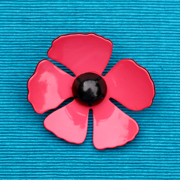 Acrylic Daisy and Poppy Flower Brooches