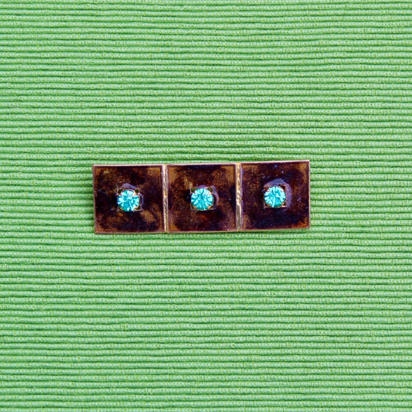 Enamel and Rhinestone Rectangle Brooch