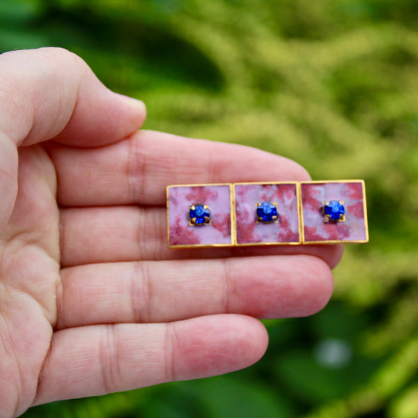 Enamel and Rhinestone Rectangle Brooch