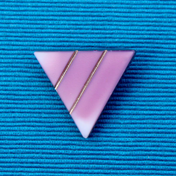 Czech Glass Purple Triangle Brooch